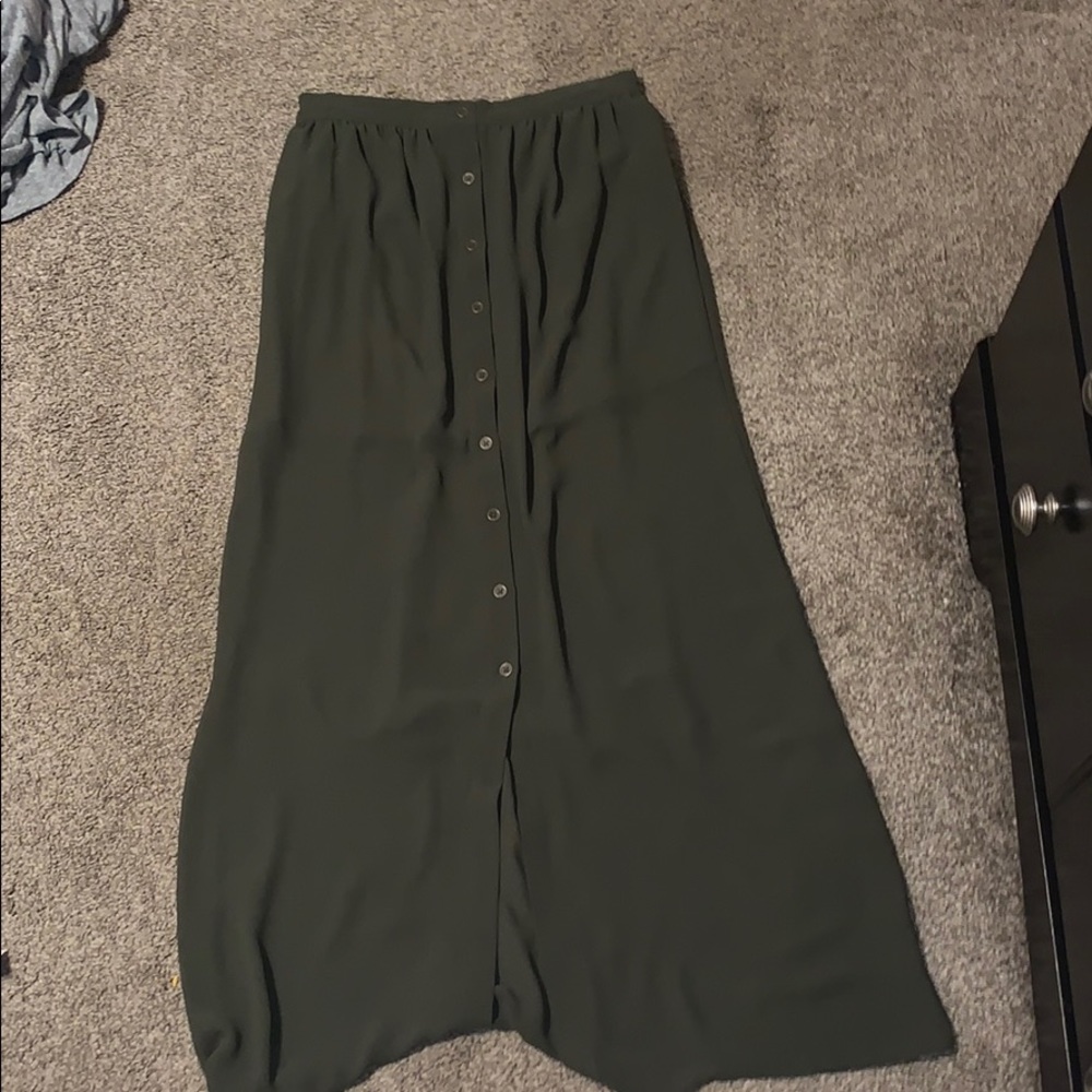 Army green maxi skirt